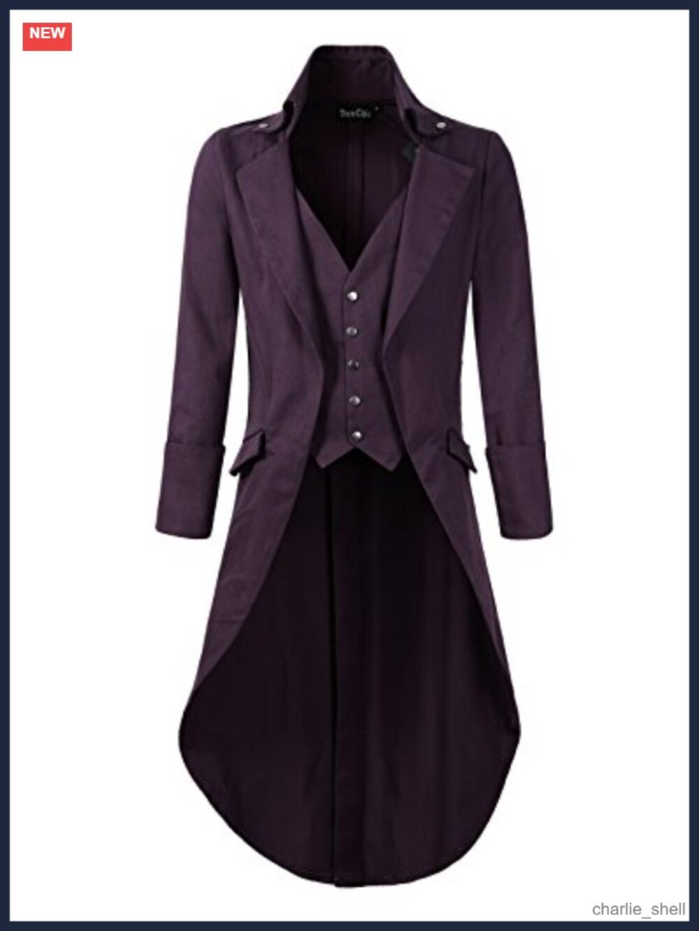 Mens Gothic Tailcoat Jacket Steampunk Victorian High Collar Coat